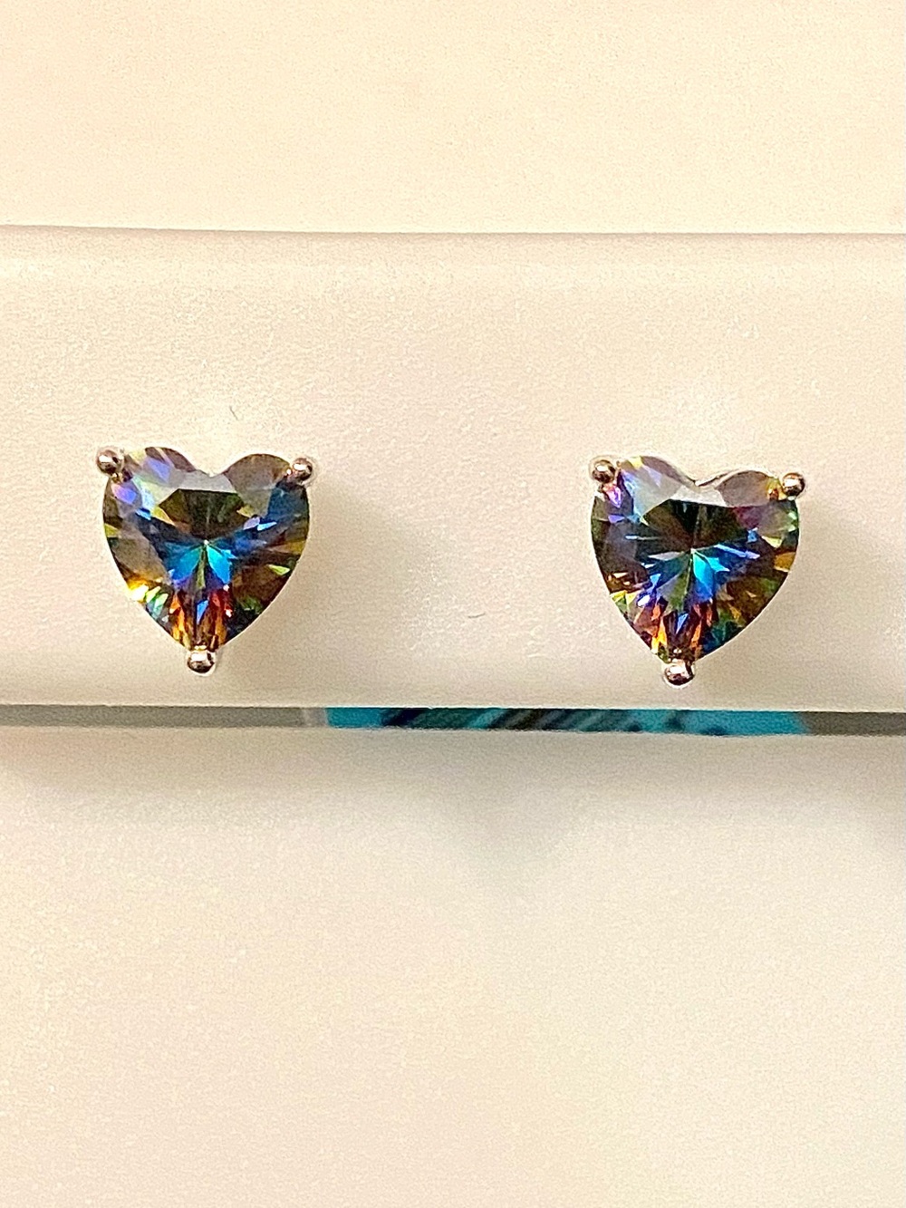 Heart-Cut Mystic Topaz Stud Earrings Set in Sterling - Even Sparklier in Person